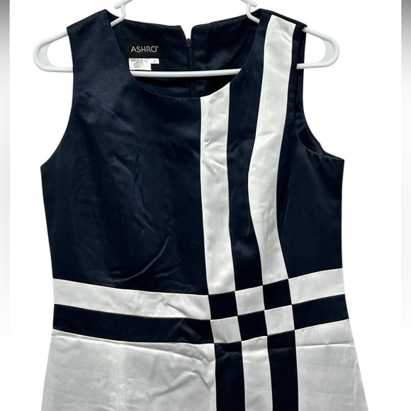 Ashro Jacket Dress Set Mother Of The Bride Formal Navy White Midi Wmns 6 NWOT - Picture 6 of 16